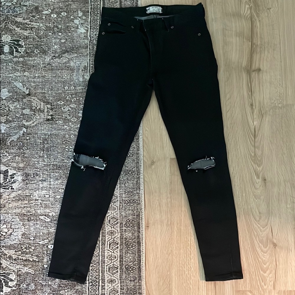Free People Black Distressed Skinny Jeans